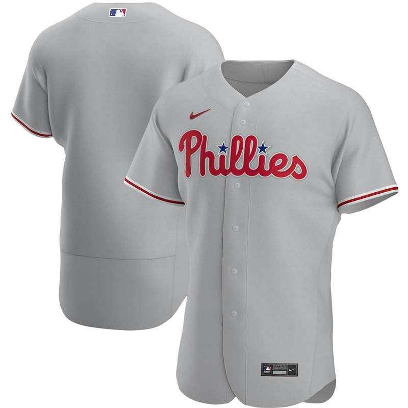 2020 MLB Men Philadelphia Phillies Nike Gray Road 2020 Authentic Official Team Jersey 1->philadelphia phillies->MLB Jersey